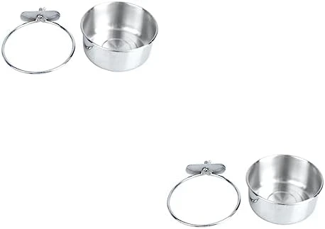 POPETPOP 3pcs Canary Food Trumpet Stand Budgie Cage Accessories Bird Cup Crate Dog Bowl Stainless Steel Pet Cage Bowl Bird Feeder Pet Bowl Hanging Bowl To Feed Water Dispenser Silver - Image 8