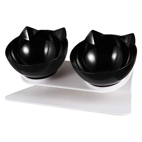 Pet Bowl Lovely Plastic Elevated Neck Protection Cat Bowls Pet Tilted Feeding Bowl - Image 5