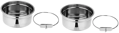 POPETPOP 3pcs Canary Food Trumpet Stand Budgie Cage Accessories Bird Cup Crate Dog Bowl Stainless Steel Pet Cage Bowl Bird Feeder Pet Bowl Hanging Bowl To Feed Water Dispenser Silver - Image 7