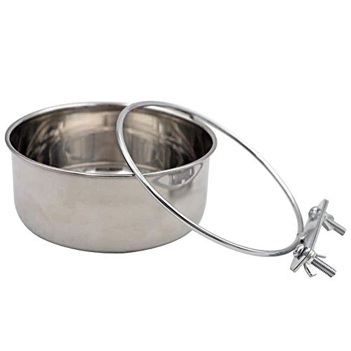 2 Packs, Pet Food Water Bowl With Clamp Holder Stainless Steel Coop Cup Hanging Feeder For Dog Bird Parrot Cat Rabbit, M&L - Image 3