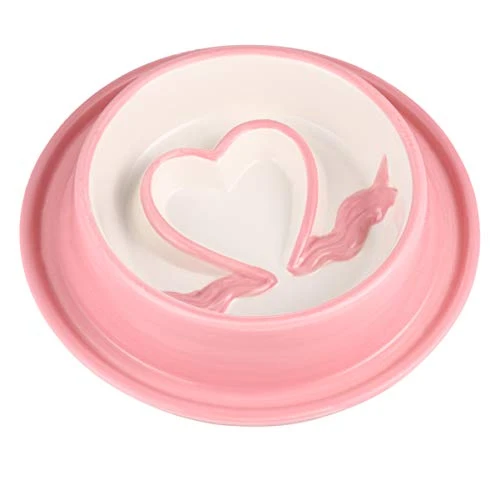POPETPOP Slow Feeder Bowl Portable Heart Style Drinking Bowl Food Feeder Bowl Pet Supplies For Kitten Puppy Dog (Pink) - Image 4