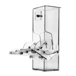 No Split Bird Seed Feeder For Cage,Parrot Automatic Foraging Systems Food Feeding Station With Perch,Heavty Acrylic,One-Step Moulding