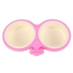 POPETPOP Dog Crate Feeder-Durable Pet Bowls Hanging Water Bowl For Dog Cage Cat Double Bowls Coop Cup Feeder-Pink