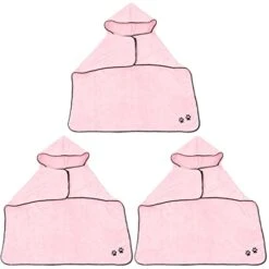 3pcs Super Kitten Supplies Size Bath Animal Cleaning Absorbent Fleece Puppy Accessories Quick Wear Dog Shower Easy L Robe Coral Cat Robes Drying - Pink Small Microfibre Dry
