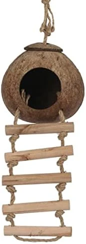 GAMIRA Pet Nest Coconut Shell Bird House Tiger Skin Pearl Bird Parrot Nest Nest Warm Anti-bite Bird Nest (Color : Black) - Image 4