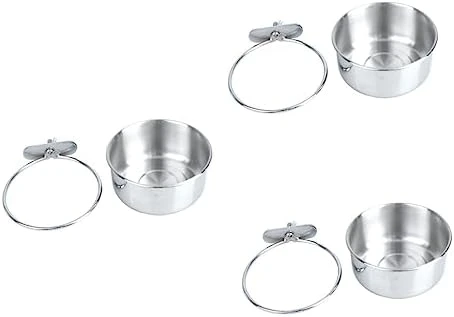 POPETPOP 3pcs Canary Food Trumpet Stand Budgie Cage Accessories Bird Cup Crate Dog Bowl Stainless Steel Pet Cage Bowl Bird Feeder Pet Bowl Hanging Bowl To Feed Water Dispenser Silver - Image 12