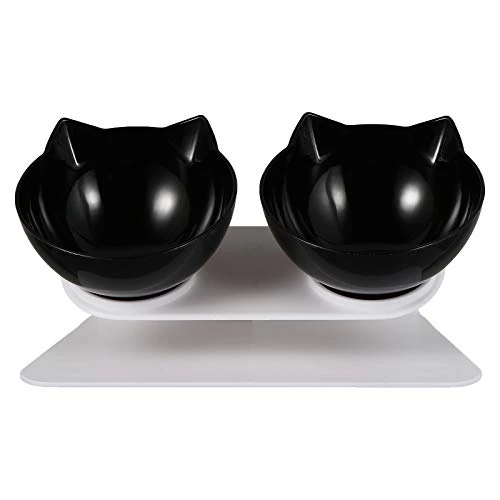 Pet Bowl Lovely Plastic Elevated Neck Protection Cat Bowls Pet Tilted Feeding Bowl