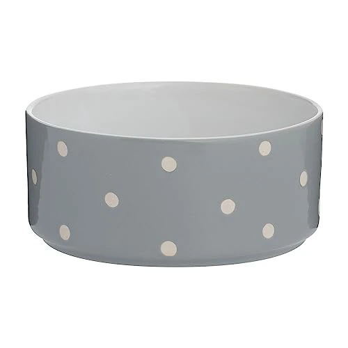 Mason Cash Polka Dot 18 Cm Dog Bowl, Grey