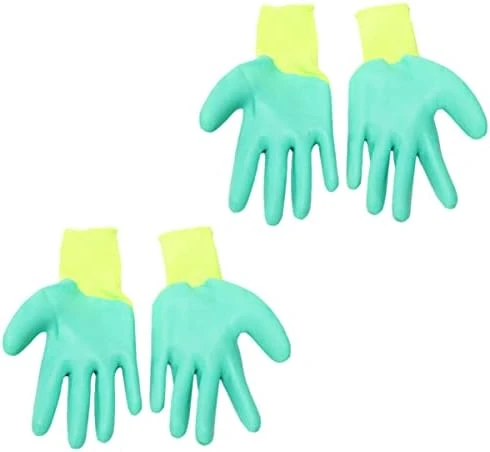 ULTECHNOVO 4pairs Squirrels Cat Training Premium Lover Yellow, Green For Glove: Hedgehog Bird Thickening Bite Handling Yellow Parrot Pet Rubber Glove - Bite Hamster - Scratch Hand - Image 7