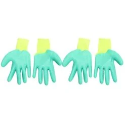 ULTECHNOVO 4pairs Squirrels Cat Training Premium Lover Yellow, Green For Glove: Hedgehog Bird Thickening Bite Handling Yellow Parrot Pet Rubber Glove - Bite Hamster - Scratch Hand