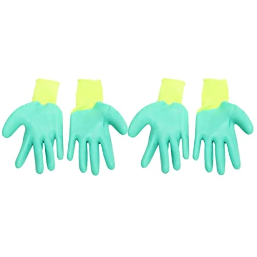 ULTECHNOVO 4pairs Squirrels Cat Training Premium Lover Yellow, Green For Glove: Hedgehog Bird Thickening Bite Handling Yellow Parrot Pet Rubber Glove - Bite Hamster - Scratch Hand
