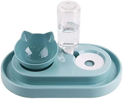 AYENCI Cat Automatic Water, Dog Double Cat Bowls, Pet Food Bowl Water Set With Automatic Water Dispenser Detachable Bottle For Dogs Small Cats Kitten Puppy (Color : Blue) - Image 3