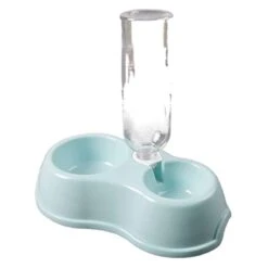AYENCI Cat Automatic Water, 500ml Water Bottle With Food Bowls Automatic Drink Dogs Cats Supplies Kitten Puppy Feeders Storage Dispenser Pet Food Cup (Size : Azul)