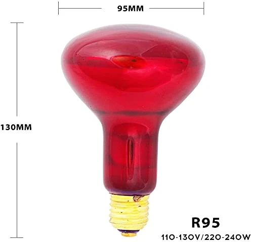 BONGBADA 6 Pack Heat Lamp Bulb R95 75 Watt Full Red Infrared Glass Lamp Bulb For Food Service, Brooder Bulb,Chicks, Pet, Bathroom,Light Therapy,Reptiles And Amphibian Use E26 Base - Image 2