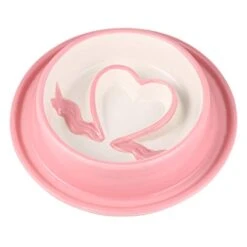 POPETPOP Slow Feeder Bowl Portable Heart Style Drinking Bowl Food Feeder Bowl Pet Supplies For Kitten Puppy Dog (Pink)