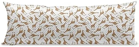 Lunarable Dog Bone Body Pillow Cover, Cartoon Food For Dog Treat Pattern With Silhouette Zigzag Background, Soft Comfortable Zippered Side Sleeper Pillow Case, 20" X 55", White And Dark Blue - Image 9