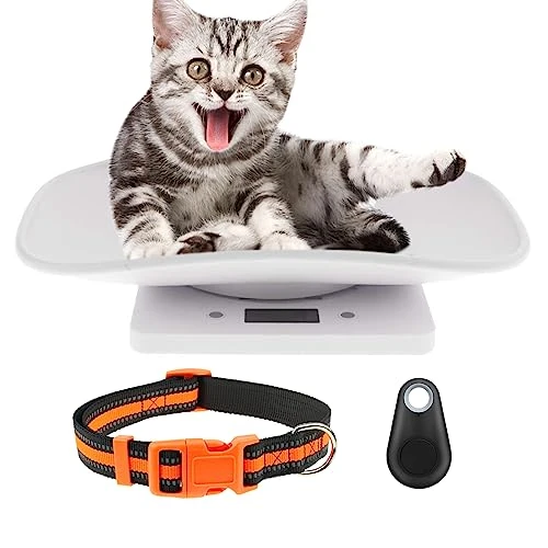 Digital Pet Scale, Small Animal Scale With Pet Anti Lost Alarm Sensor ＆ Reflective Collar, Multi-Function LED Pet Weight Scale(Max. 33 Lbs), For Weighing Puppy/Kitten/Ferret/Reptiles/Tortoises/Food