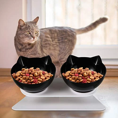 Pet Bowl Lovely Plastic Elevated Neck Protection Cat Bowls Pet Tilted Feeding Bowl - Image 4