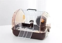 ASDNN Comfortable,Portable Hamster Cage,Portable Hamster Small Room,Beautiful And Warm Villa, Portable,with Roller Water Bottle Small Room (Coffee)