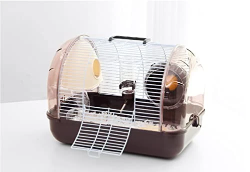 ASDNN Comfortable,Portable Hamster Cage,Portable Hamster Small Room,Beautiful And Warm Villa, Portable,with Roller Water Bottle Small Room (Coffee)