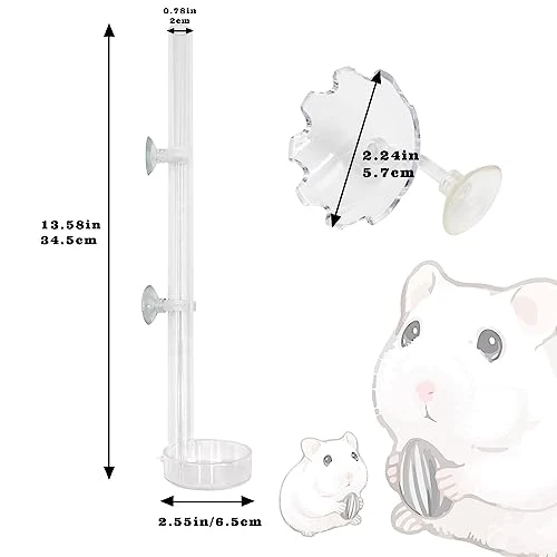 Hamsters Feeder, Transparent Acrylic Feeder Tube And Feeding Dish Set With Suction Cup, Small Animals Food Gravity Auto Dispensers, Suitable For Hamster Rat Guinea Pig Bird Parrot Lizard Hedgehog - Image 6