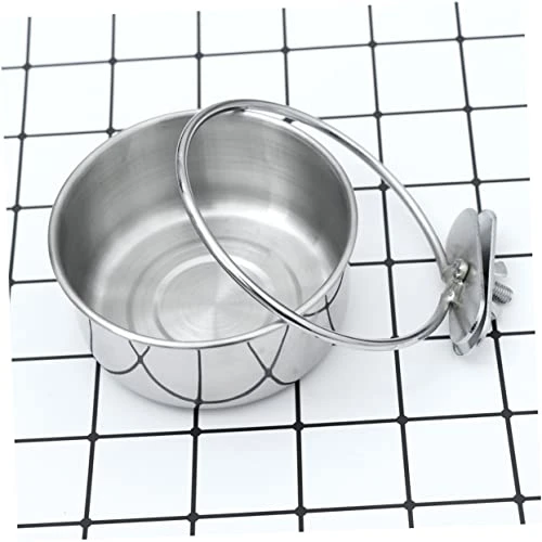 POPETPOP 3pcs Canary Food Trumpet Stand Budgie Cage Accessories Bird Cup Crate Dog Bowl Stainless Steel Pet Cage Bowl Bird Feeder Pet Bowl Hanging Bowl To Feed Water Dispenser Silver - Image 4