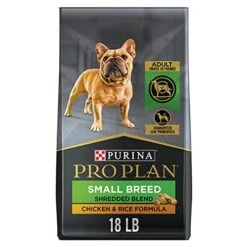 Purina Pro Plan Small Breed Dog Food With Probiotics For Dogs, Shredded Blend Chicken & Rice Formula - 18 Lb. Bag