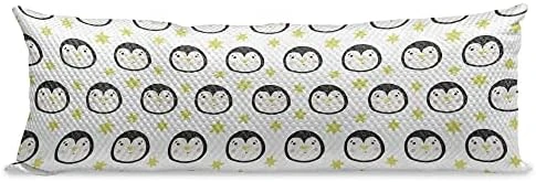 Lunarable Dog Bone Body Pillow Cover, Cartoon Food For Dog Treat Pattern With Silhouette Zigzag Background, Soft Comfortable Zippered Side Sleeper Pillow Case, 20" X 55", White And Dark Blue - Image 8