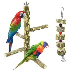 JYDQM 2Pcs/Set Pet Parrot Bird Standing Stick Wood Pole Bird Cockatiel Parakeet Perches Bite Claw Grinding Toy Bird Cage Accessories