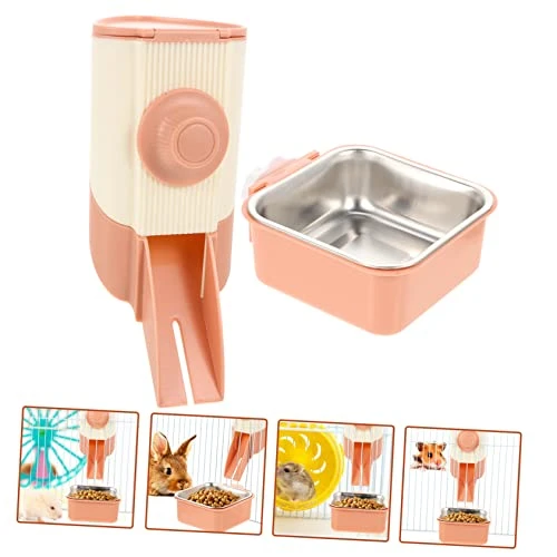 Mipcase 4 Sets Rabbit Rat Supply Dispenser Cage Accessory Food Animal Cats Reusable Pigs Container Bird Bowls Feeding Steel Hamster Dogs Pet Small Ferrets Parrots Guinea Pig Pink Hanging - Image 3