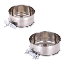 2 Packs, Pet Food Water Bowl With Clamp Holder Stainless Steel Coop Cup Hanging Feeder For Dog Bird Parrot Cat Rabbit, M&L