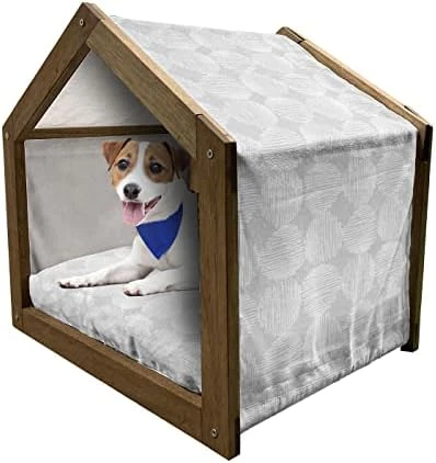 Ambesonne Floral Wooden Pet House, Singing Birds On Branches Berries Leaves Spring Sketch Outline, Indoor & Outdoor Portable Dog Kennel With Pillow And Cover, Small, Dark Seafoam Multicolor - Image 7