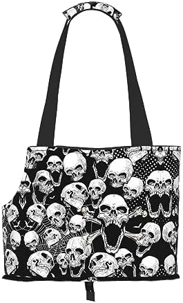 Mqgmz Skull Background Print Pet Carrier Tote Bag With Pocket Safety - Amazing Design - Image 12