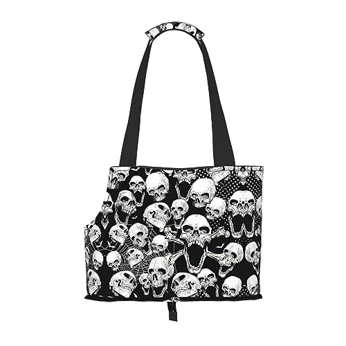 Mqgmz Skull Background Print Pet Carrier Tote Bag With Pocket Safety - Amazing Design