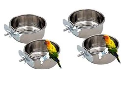 THE DDS STORE Birds Coop Cup Feeder Bowl With Clamp Holder, 200 Ml (Pack Of 4)