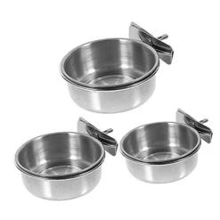 3pcs Water Bowl For Dog Crate Stainless Steel Drinking Glasses Parrot Cage Bowls Bird Water Basins Birds Cage Water Feeder Parrot Supplies Bird Water Holder Parrot Hanging Cup Food