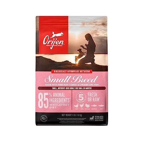 ORIJEN Small Breed Dry Dog Food, Grain Free Dry Dog Food For Small Breeds, Fresh Or Raw Ingredients, 4lb