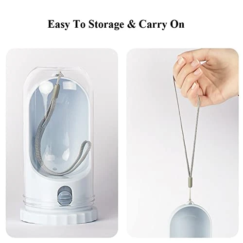 AYENCI Cat Automatic Water, 450ML Foldable Pet Dog Water Bottle Drinking Bowl Travel Outdoor Feeder Portable (Color : Cyan) - Image 3