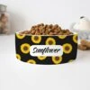 GENERIC Black Sunflower Pattern Pet Bowl With Customized Name, Pet's Name Bowl, Food Bowl For Dog, Cat Bowl