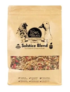 Fowl Treats Naturally Fortified Treats – Protein Rich Supplement Suitable For Chickens, Hens And Ducks, Hand Mixed With USA Grown Ingredients – Solstice Blend – 32oz