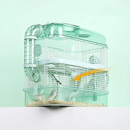 Transparent Circulation And Ventilation Playground,Small Animal Villa,Double Layer Hamster Cage,with Lea - -Proof Kettle And Rollers (Double Layer) - Image 2