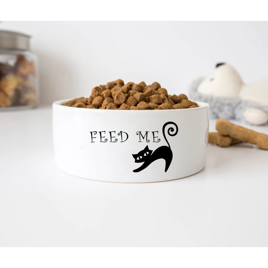 GENERIC Feed Me Funny Pet Bowl, Cat Bowl, Ceramic Pet Bowl, Gift For Pets, Available In Two Sizes