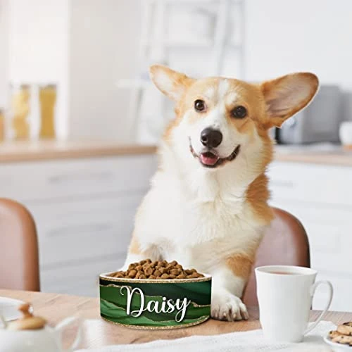 GENERIC Personalized Dog Bowl, Customized Food And Water Dish For Puppy, Cats, Rabbit, Custom Dog’s Name Gift For Small, Medium, Large Dogs, Print Both Sides, Microwave And Dishwasher Safe (Green) - Image 6