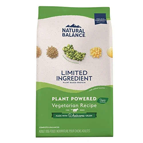 Natural Balance Limited Ingredient Adult Dry Dog Food With Vegan Plant Based Protein And Healthy Grains, Vegetarian Recipe, 12 Pound (Pack Of 1)