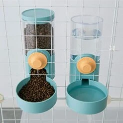 2pcs Automatic Hanging Pet Feeder Water Dispenser For Crates And Cages Removable Dog Bowl With Plastic Food Bowl For Cat, Puppy, Rabbit, Bird, Hamster (Color : Green)