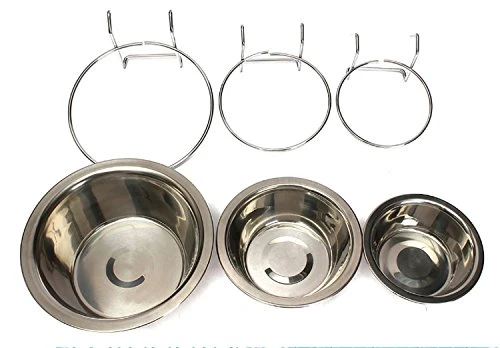 Yosoo Stainless Steel Hanging Pet Cage Bowl Diner Pet Bowl Bird Cat Dog Food Water Bowl With Hanger (Size L) - Image 6