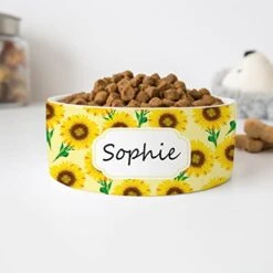 GENERIC Sunflowers Pet Bowl Customized Name, Pet's Name Bowl, Food Bowl For Dog, Cat Bowl, Ceramic Bowl Available In Two Sizes