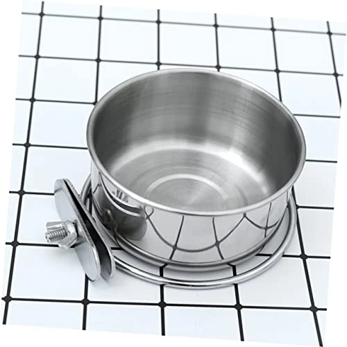 POPETPOP 3pcs Canary Food Trumpet Stand Budgie Cage Accessories Bird Cup Crate Dog Bowl Stainless Steel Pet Cage Bowl Bird Feeder Pet Bowl Hanging Bowl To Feed Water Dispenser Silver - Image 3