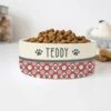 GENERIC Personalized Dog Foot Print Pattern Pet Bowl, Dog Name Bowl, Gift For Pets, Ceramic Bowl Available In Two Sizes