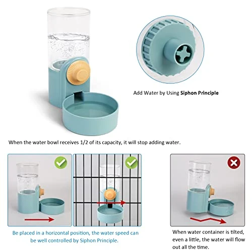 Rabbit Feeder Waterer For Cage Hanging Automatic Cat Dog Food Water Dispenser For Bunny Hamster Indoor Small Pets, Gravity Rabbit Food Bowl Water Bottle Set Ferret Cage Accessories For Cat Guinea Pig - Image 4